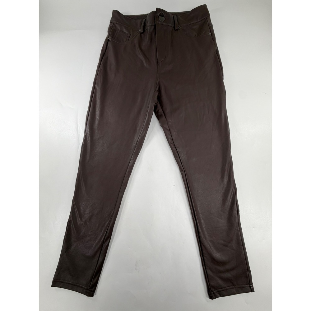 Shinestar Womens Brown Faux Leather High Rise Tapered Pants Size M SP5196